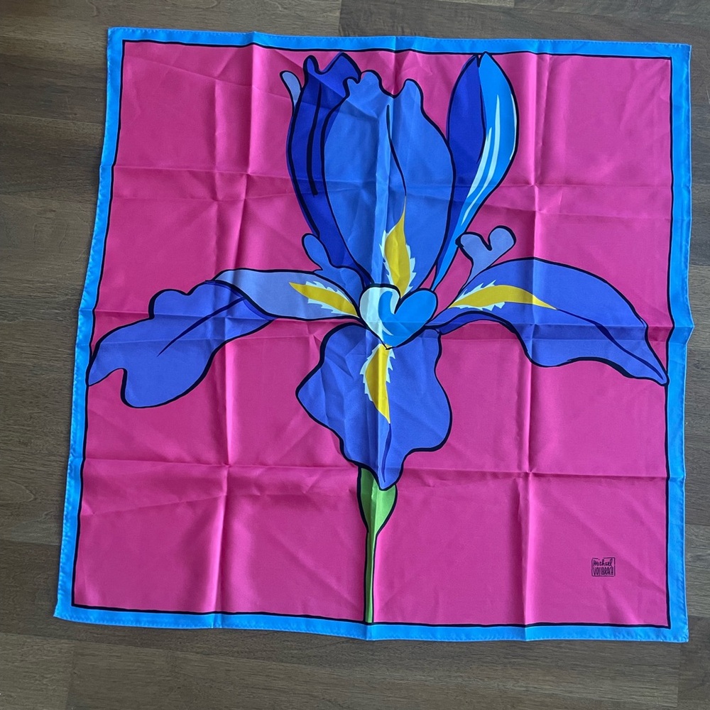 Vintage Floral Pink and Blue Scarf